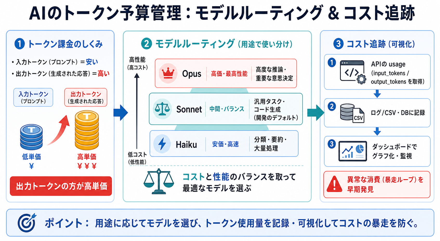 Token budgeting — model routingとcost trackingの図解